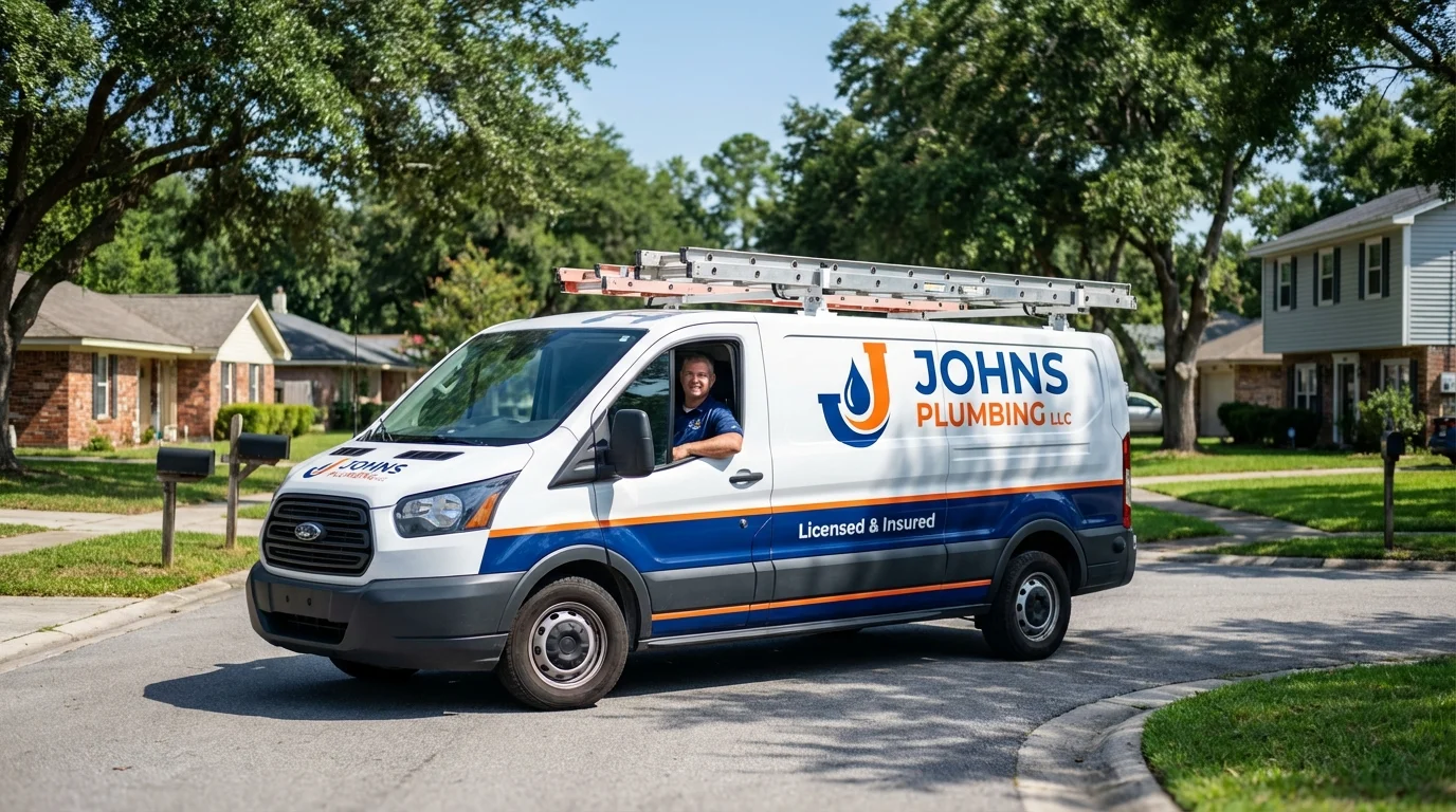 Johns Plumbing LLC service van in Sulphur Springs, AR