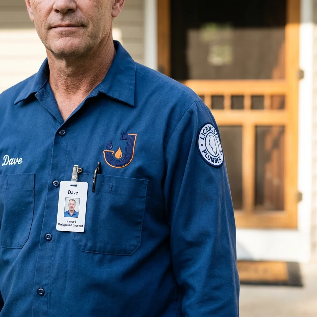 Licensed plumber showing ID badge in Sulphur Springs, AR