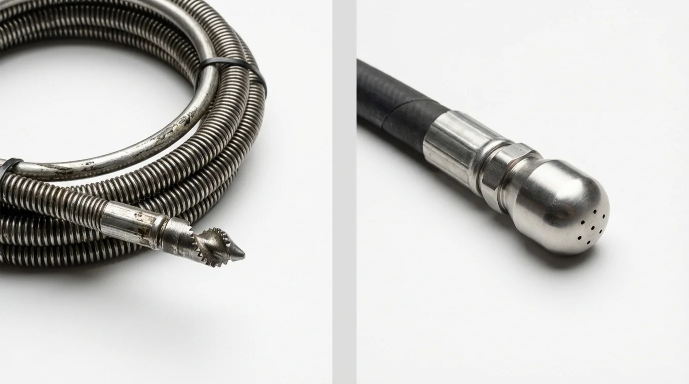 Drain snake cable and hydro jetting nozzle used for drain cleaning in Sulphur Springs, AR